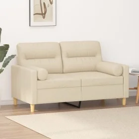 2-seater sofa with cream fabric cushions 120 cm by , Sofas - Ref: Foro24-3200815, Price: 233,87 €, Discount: %