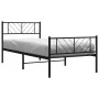 Bed frame with headboard and black metal footboard 90x200 cm by , Beds and slatted bases - Ref: Foro24-372190, Price: 75,02 €...
