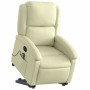 Sillón reclinable elevable cuero auténtico color crema en Sillones | Comprar online en Foru.es