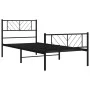 Bed frame with headboard and black metal footboard 90x200 cm by , Beds and slatted bases - Ref: Foro24-372190, Price: 75,02 €...