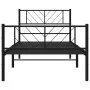 Bed frame with headboard and black metal footboard 90x200 cm by , Beds and slatted bases - Ref: Foro24-372190, Price: 75,02 €...