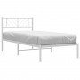 Estructura de cama de metal con cabecero blanco 90x200 cm de , Camas y somieres - Ref: Foro24-372221, Precio: 61,38 €, Descue...