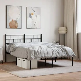 Bettgestell mit schwarzem Metallkopfteil 140x190 cm von , Betten und Lattenroste - Ref: Foro24-355659, Preis: 88,38 €, Rabatt: %