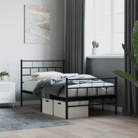 Estructura de cama con cabecero y estribo metal negro 75x190 cm de , Camas y somieres - Ref: Foro24-355667, Precio: 68,40 €, ...