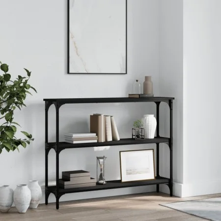Black engineered wood console table 100x22.5x75 cm by , Side tables - Ref: Foro24-834025, Price: 45,99 €, Discount: %