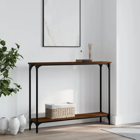 Engineered wood brown oak console table 100x22.5x75 cm by , Side tables - Ref: Foro24-834019, Price: 42,96 €, Discount: %