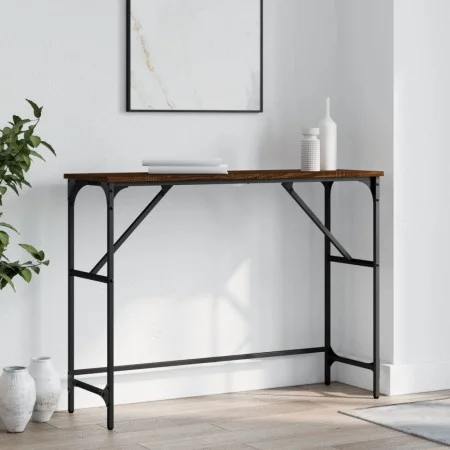 Engineered wood brown oak console table 100x32x75 cm by , Side tables - Ref: Foro24-834059, Price: 38,61 €, Discount: %