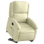 Sillón reclinable de masaje elevable cuero auténtico crema en Sillones | Comprar online en Foru.es