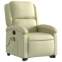 Sillón reclinable de masaje elevable cuero auténtico crema en Sillones | Comprar online en Foru.es
