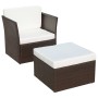 Silla de jardín con taburete poli ratán marrón de vidaXL, Sillas de jardín - Ref: Foro24-41980, Precio: 190,78 €, Descuento: %