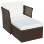 Silla de jardín con taburete poli ratán marrón de vidaXL, Sillas de jardín - Ref: Foro24-41980, Precio: 190,78 €, Descuento: %