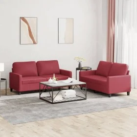 Juego de sofás con cojines 2 piezas cuero sintético rojo tinto de , Sofás - Ref: Foro24-3201411, Precio: 407,81 €, Descuento: %