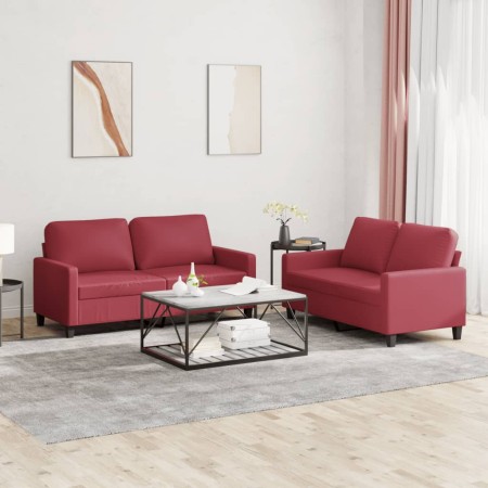 Juego de sofás con cojines 2 piezas cuero sintético rojo tinto de , Sofás - Ref: Foro24-3201411, Precio: 414,36 €, Descuento: %