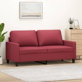 Sofá de 2 plazas de cuero sintético rojo vino 140 cm de , Sofás - Ref: Foro24-359140, Precio: 207,64 €, Descuento: %