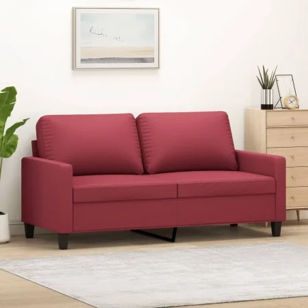 Sofá de 2 plazas de cuero sintético rojo vino 140 cm de , Sofás - Ref: Foro24-359140, Precio: 207,64 €, Descuento: %