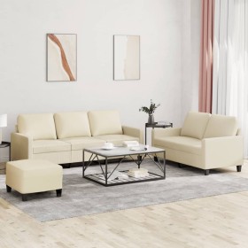 Juego de sofás con cojines 3 piezas cuero sintético crema de , Sofás - Ref: Foro24-3201424, Precio: 524,51 €, Descuento: %