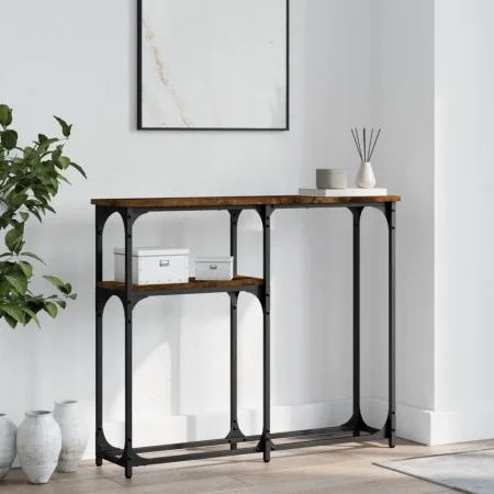 Mesa consola madera de ingeniería roble ahumado 90x22,5x75 cm de , Mesas auxiliares - Ref: Foro24-834092, Precio: 40,90 €, De...