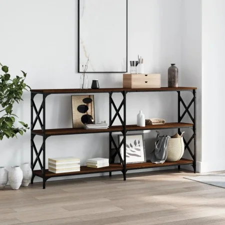 Mesa consola madera de ingeniería marrón roble 156x28x80,5 cm de , Mesas auxiliares - Ref: Foro24-835428, Precio: 63,33 €, De...