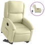 Sillón reclinable eléctrico elevable cuero auténtico crema en Sillones | Comprar online en Foru.es