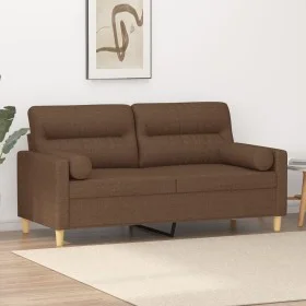 Sofá de 2 plazas con cojines tela marrón 140 cm de , Sofás - Ref: Foro24-3200824, Precio: 222,35 €, Descuento: %
