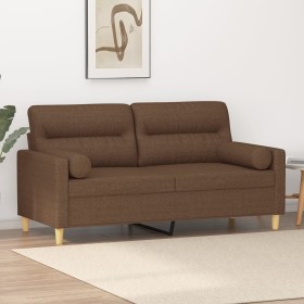 Sofá de 2 plazas con cojines tela marrón 140 cm de , Sofás - Ref: Foro24-3200824, Precio: 225,83 €, Descuento: %