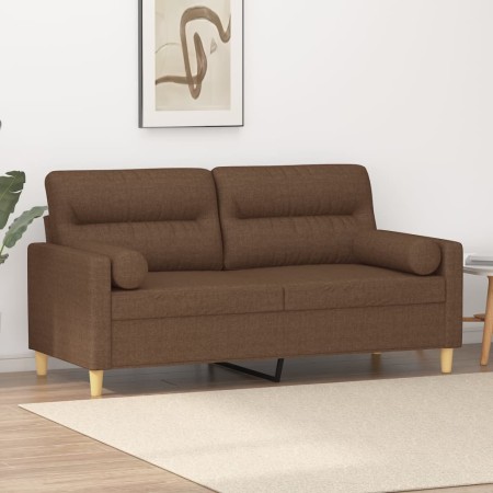 Sofá de 2 plazas con cojines tela marrón 140 cm de , Sofás - Ref: Foro24-3200824, Precio: 225,83 €, Descuento: %