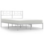 Estructura de cama de metal con cabecero blanca 150x200 cm de , Camas y somieres - Ref: Foro24-355318, Precio: 103,91 €, Desc...