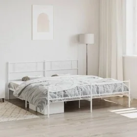 Estructura cama metal con cabecero y pie cama blanco 183x213 cm de , Camas y somieres - Ref: Foro24-355339, Precio: 132,04 €,...