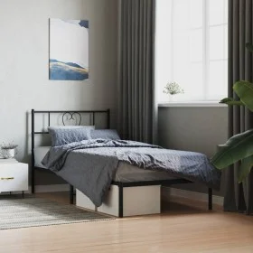 Estructura de cama con cabecero metal negro 90x190 cm de , Camas y somieres - Ref: Foro24-355455, Precio: 61,71 €, Descuento: %