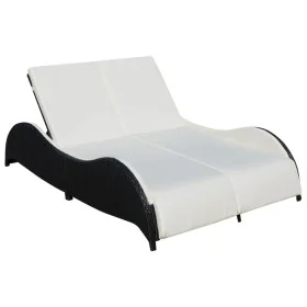 Double sun lounger with black synthetic rattan cushion by vidaXL, Loungers - Ref: Foro24-41977, Price: 316,25 €, Discount: %