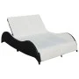 Tumbona doble con cojín de ratán sintético negra de vidaXL, Tumbonas - Ref: Foro24-41977, Precio: 316,25 €, Descuento: %