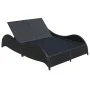 Tumbona doble con cojín de ratán sintético negra de vidaXL, Tumbonas - Ref: Foro24-41977, Precio: 316,25 €, Descuento: %