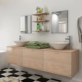 Conjunto de muebles de baño y lavabo 8 piezas beige de vidaXL, Muebles de baño - Ref: Foro24-272234, Precio: 335,05 €, Descue...