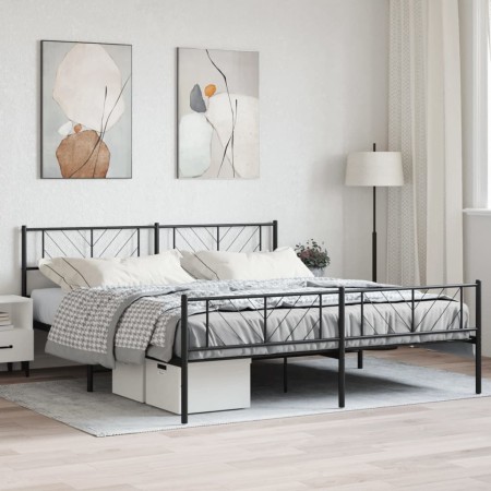 Estructura de cama cabecero y estribo metal negro 200x200 cm de , Camas y somieres - Ref: Foro24-372204, Precio: 122,10 €, De...