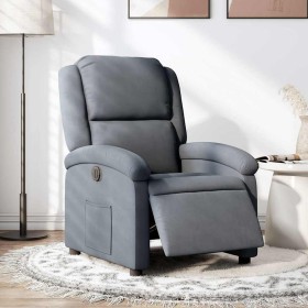 Sillón reclinable eléctrico de terciopelo gris oscuro en Sillones | Comprar online en Foru.es