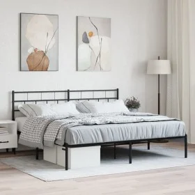Estructura de cama con cabecero metal negro 180x200 cm de , Camas y somieres - Ref: Foro24-355663, Precio: 119,09 €, Descuent...