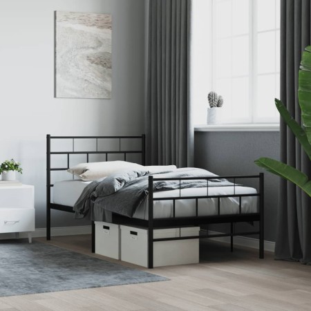 Estructura de cama con cabecero y estribo metal negro 80x200 cm de , Camas y somieres - Ref: Foro24-355668, Precio: 68,26 €, ...