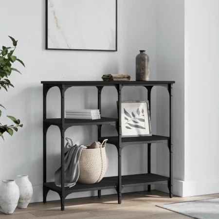 Black engineered wood console table 80x29x75 cm by , Side tables - Ref: Foro24-834075, Price: 53,01 €, Discount: %