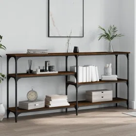 Mesa consola madera de ingeniería marrón roble 160x29x75 cm de , Mesas auxiliares - Ref: Foro24-834089, Precio: 72,90 €, Desc...