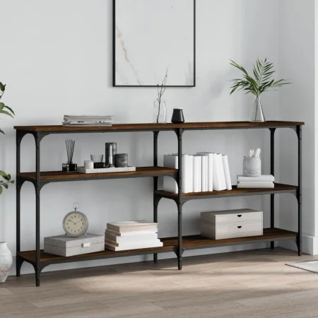 Oak brown engineered wood console table 160x29x75 cm by , Side tables - Ref: Foro24-834089, Price: 72,90 €, Discount: %