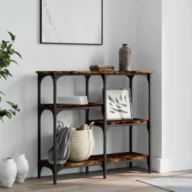 Mesa consola madera de ingeniería roble ahumado 80x29x75 cm de , Mesas auxiliares - Ref: Foro24-834077, Precio: 51,70 €, Desc...