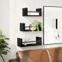 Estantes de pared con barras 3 pzas madera de ingeniería negro de , Estantes y estanterías - Ref: Foro24-835444, Precio: 23,0...