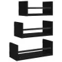 Estantes de pared con barras 3 pzas madera de ingeniería negro de , Estantes y estanterías - Ref: Foro24-835444, Precio: 23,0...