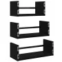 Estantes de pared con barras 3 pzas madera de ingeniería negro de , Estantes y estanterías - Ref: Foro24-835444, Precio: 23,0...