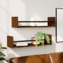 Estantes de pared con barras 2 uds marrón roble 60x16x14 cm de , Estantes y estanterías - Ref: Foro24-835438, Precio: 20,36 €...