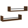 Estantes de pared con barras 2 uds marrón roble 60x16x14 cm de , Estantes y estanterías - Ref: Foro24-835438, Precio: 20,36 €...