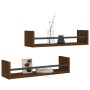 Estantes de pared con barras 2 uds marrón roble 60x16x14 cm de , Estantes y estanterías - Ref: Foro24-835438, Precio: 20,36 €...