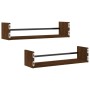 Estantes de pared con barras 2 uds marrón roble 60x16x14 cm de , Estantes y estanterías - Ref: Foro24-835438, Precio: 20,36 €...