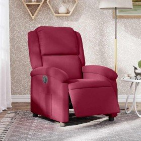 Sillón reclinable eléctrico de terciopelo rojo tinto en Sillones | Comprar online en Foru.es
