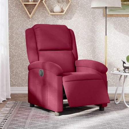 Sillón reclinable eléctrico de terciopelo rojo tinto en Sillones | Comprar online en Foru.es